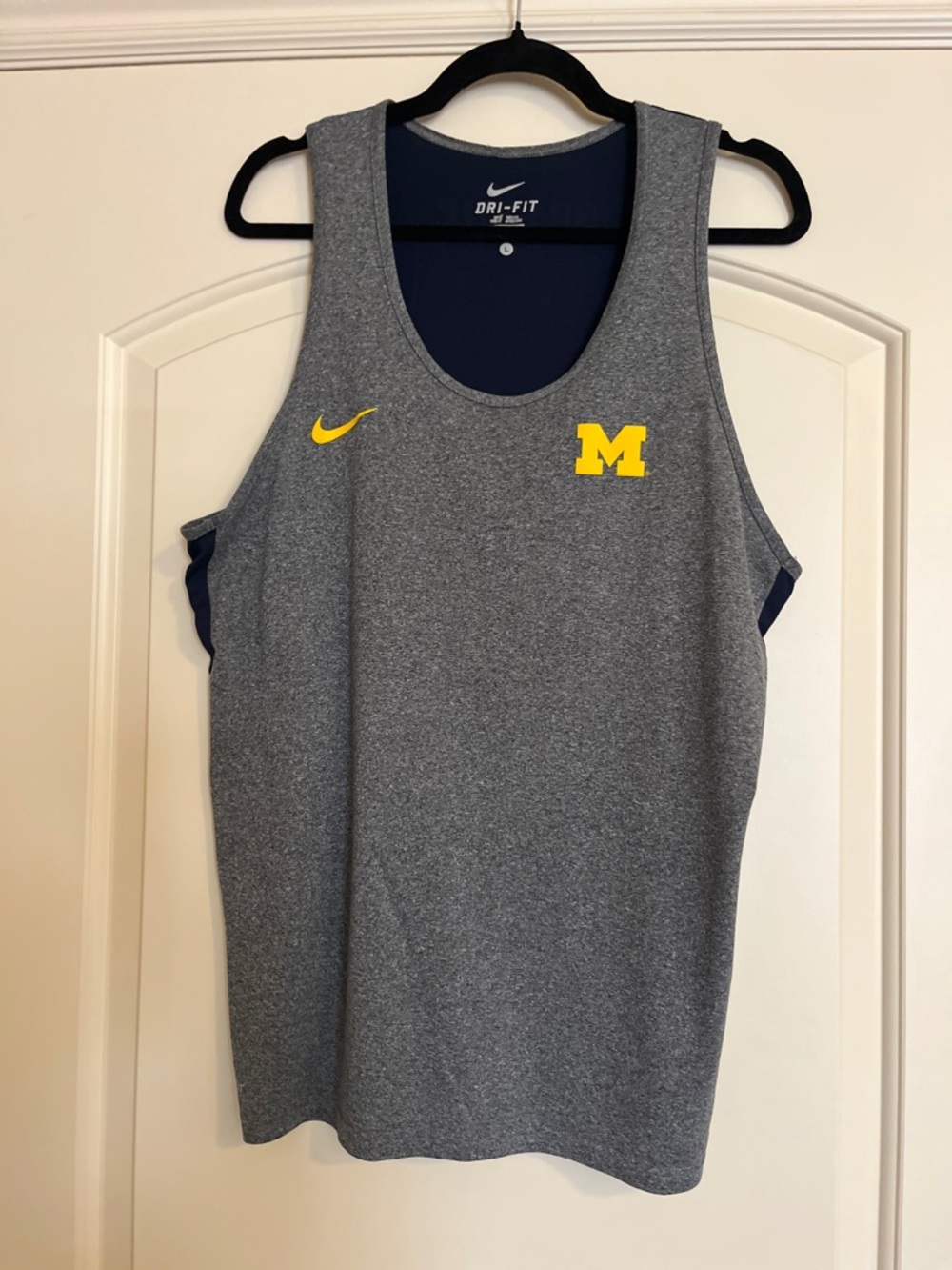 Nike Gray Dri-FIT Tank with Yellow Michigan 'M'